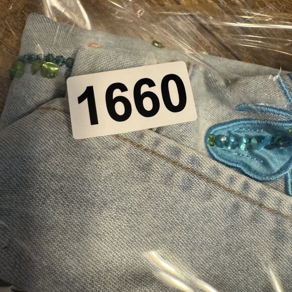 White Stag Y2K Denim Jacket Womens Size M Embroidered Sequined Butterfly Fairy - Picture 8 of 8